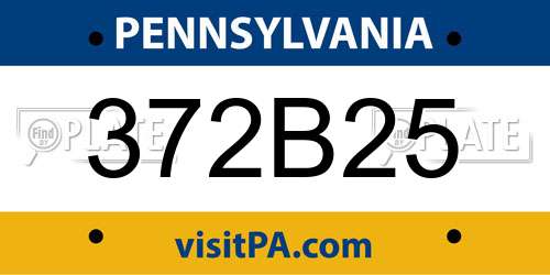 372B25 Pennsylvania License Plate