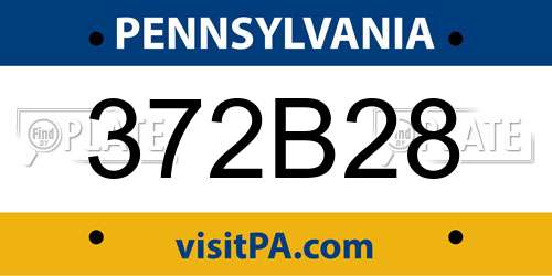 372B28 Pennsylvania License Plate