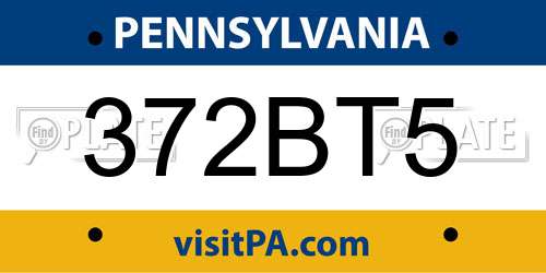 372BT5 Pennsylvania License Plate