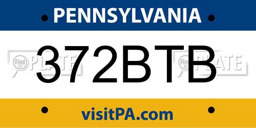 372BTB Pennsylvania License Plate