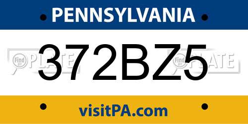 372BZ5 Pennsylvania License Plate