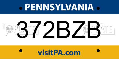 372BZB Pennsylvania License Plate