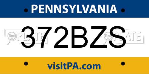 372BZS Pennsylvania License Plate