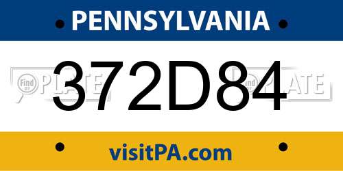 372D84 Pennsylvania License Plate