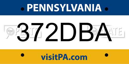 372DBA Pennsylvania License Plate