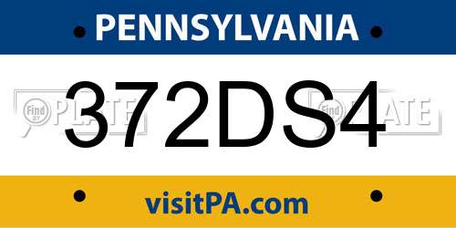 372DS4 Pennsylvania License Plate