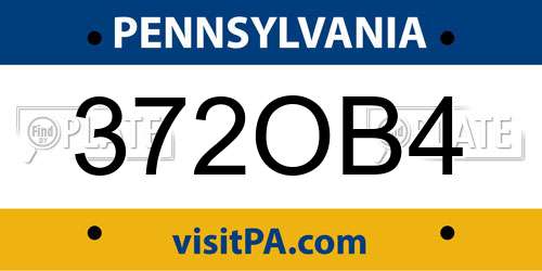 372OB4 Pennsylvania License Plate