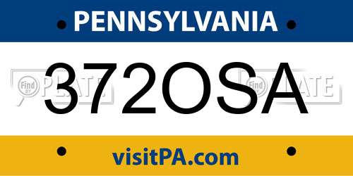 372OSA Pennsylvania License Plate