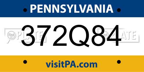 372Q84 Pennsylvania License Plate