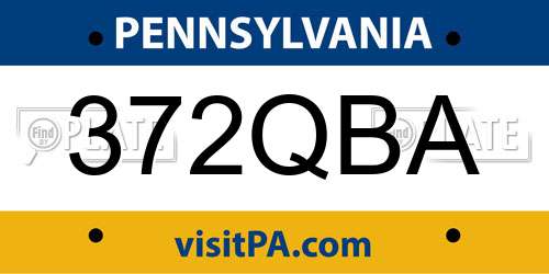 372QBA Pennsylvania License Plate