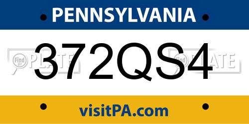 372QS4 Pennsylvania License Plate