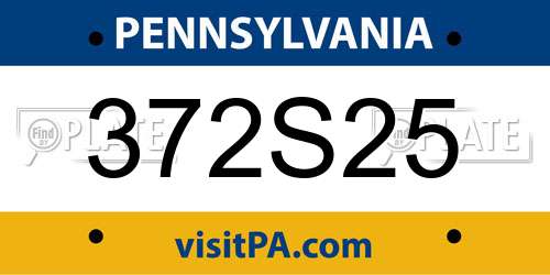 372S25 Pennsylvania License Plate