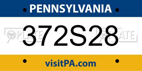 372S28 Pennsylvania License Plate