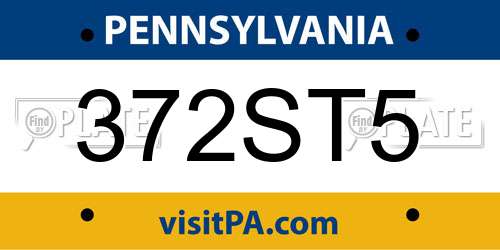 372ST5 Pennsylvania License Plate