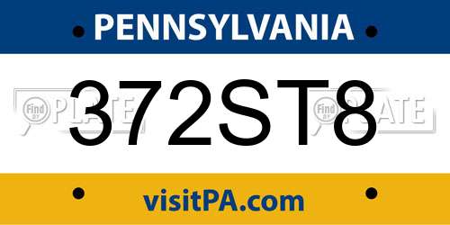 372ST8 Pennsylvania License Plate