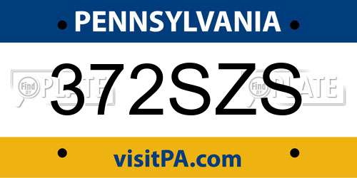 372SZS Pennsylvania License Plate