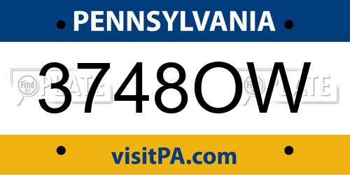 3748OW Pennsylvania License Plate