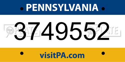 3749552 Pennsylvania License Plate