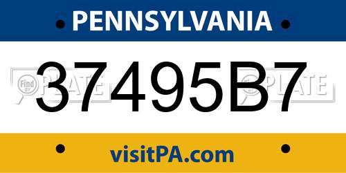 37495B7 Pennsylvania License Plate