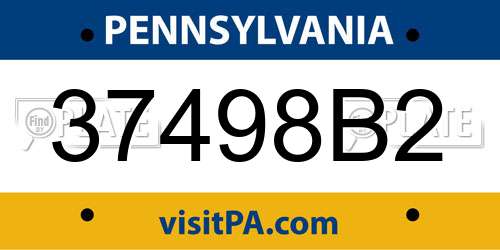37498B2 Pennsylvania License Plate