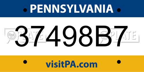 37498B7 Pennsylvania License Plate