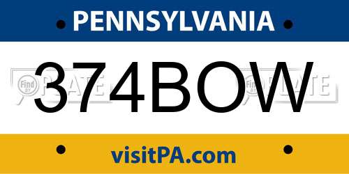 374BOW Pennsylvania License Plate