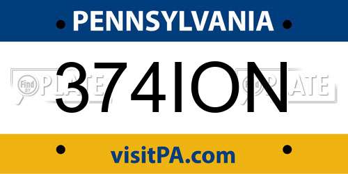 374ION Pennsylvania License Plate