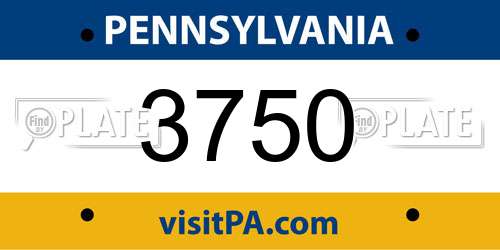 3750 Pennsylvania License Plate