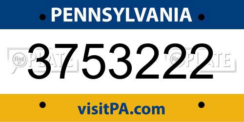 3753222 Pennsylvania License Plate