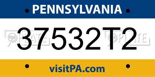 37532T2 Pennsylvania License Plate