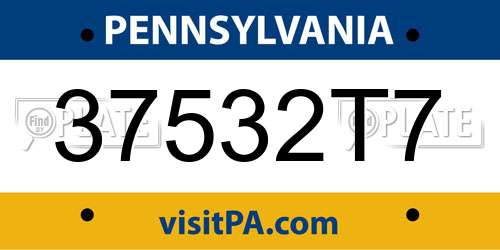 37532T7 Pennsylvania License Plate
