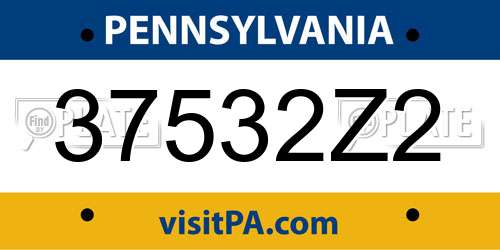 37532Z2 Pennsylvania License Plate