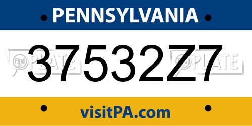 37532Z7 Pennsylvania License Plate