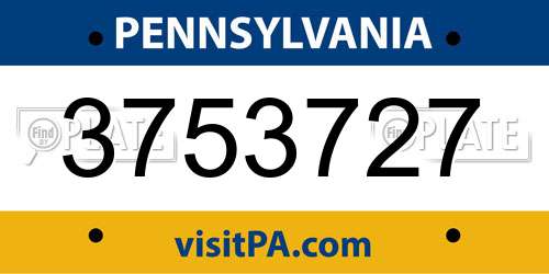 3753727 Pennsylvania License Plate