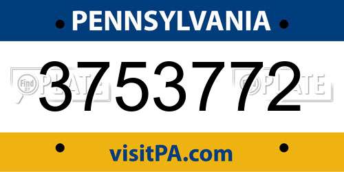 3753772 Pennsylvania License Plate