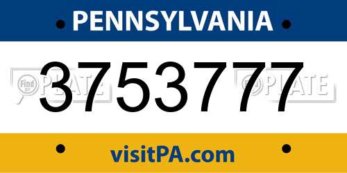 3753777 Pennsylvania License Plate
