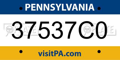 37537C0 Pennsylvania License Plate