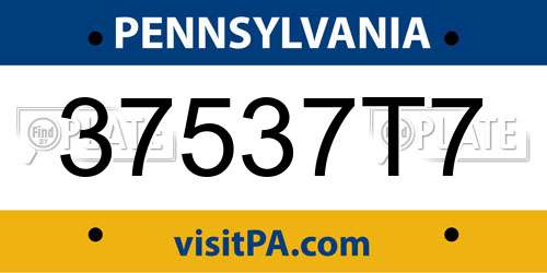 37537T7 Pennsylvania License Plate