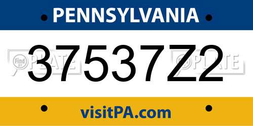 37537Z2 Pennsylvania License Plate