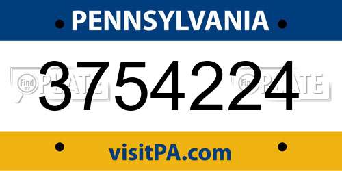 3754224 Pennsylvania License Plate