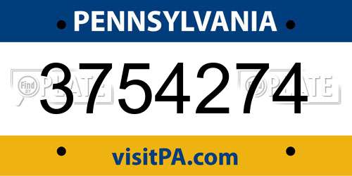 3754274 Pennsylvania License Plate