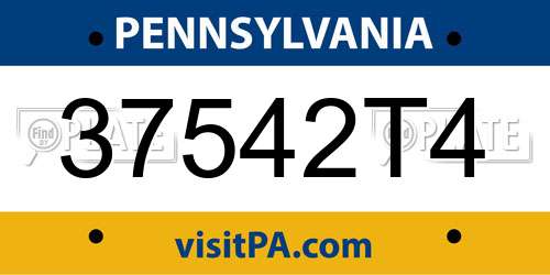 37542T4 Pennsylvania License Plate