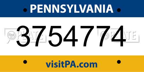 3754774 Pennsylvania License Plate
