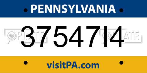37547I4 Pennsylvania License Plate