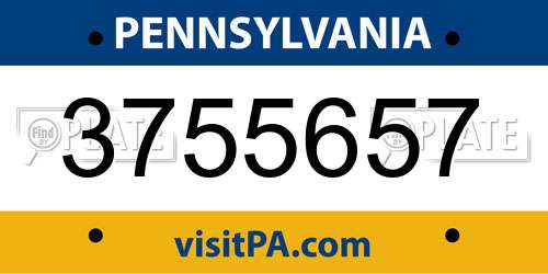 3755657 Pennsylvania License Plate
