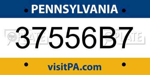37556B7 Pennsylvania License Plate