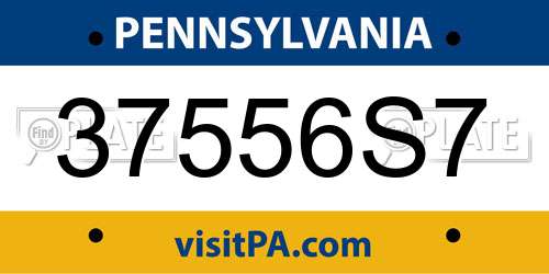 37556S7 Pennsylvania License Plate