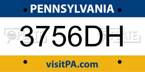 3756DH Pennsylvania License Plate