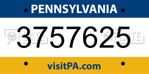 3757625 Pennsylvania License Plate