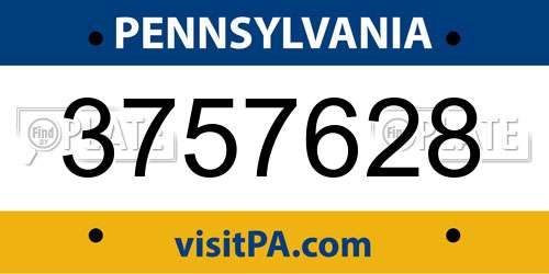 3757628 Pennsylvania License Plate